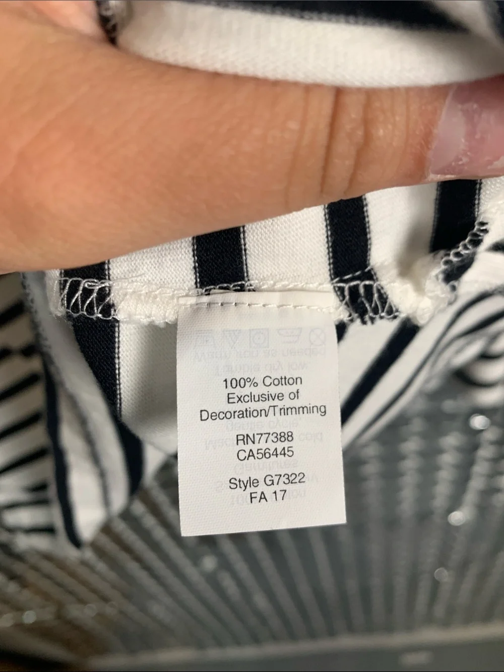 J.Crew Navy and White Striped Tee with Floral Embroidery